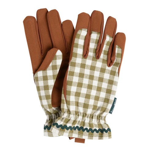 Olive Check Garden Gloves