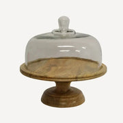 Cake dome on wooden pedestal stand