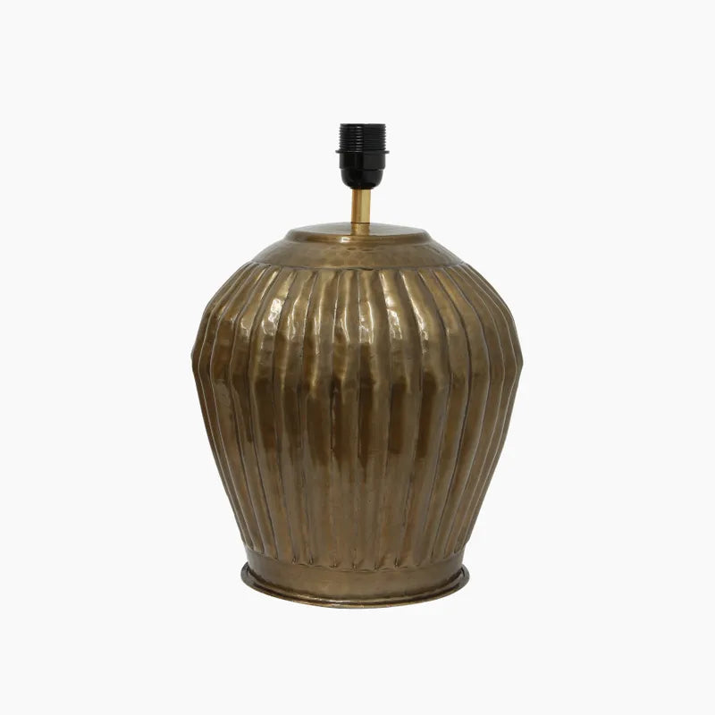 Antique Brass coloured ribbed lamp base in a bulbulous shape