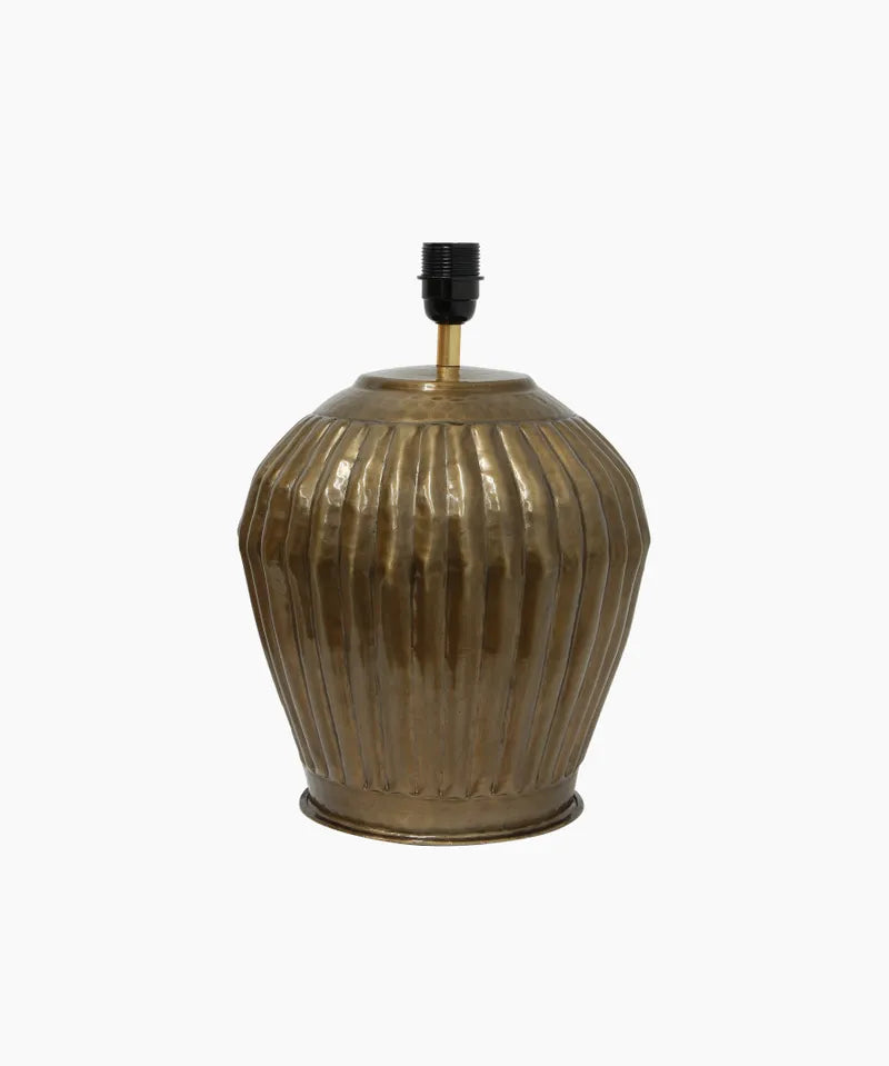 Antique Brass coloured ribbed lamp base in a bulbulous shape
