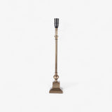 Antique brass coloured lamp base with square base and circular stem