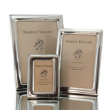 Simply Italian Sempre Sterling silver Plain Narrow Frame at Cerise.  Available in three sizes.  Made from 925 Sterling Silver with a wood venner back.  Come gift boxed. Made in Italy.