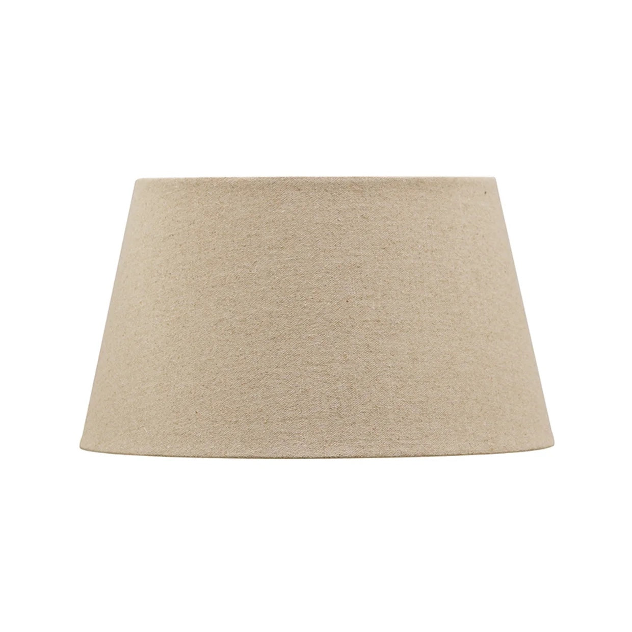 CC Interiors 36cm raw linen tapered drum lampshade on charcoal ceramic lamp base