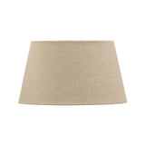 CC Interiors 36cm raw linen tapered drum lampshade on charcoal ceramic lamp base