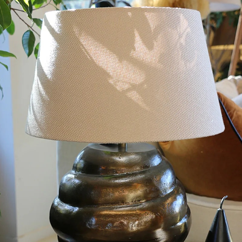 CC Interiors Flax Weave Tapered Drum Lampshade in Linen measuring 41cm diameter at Cerise