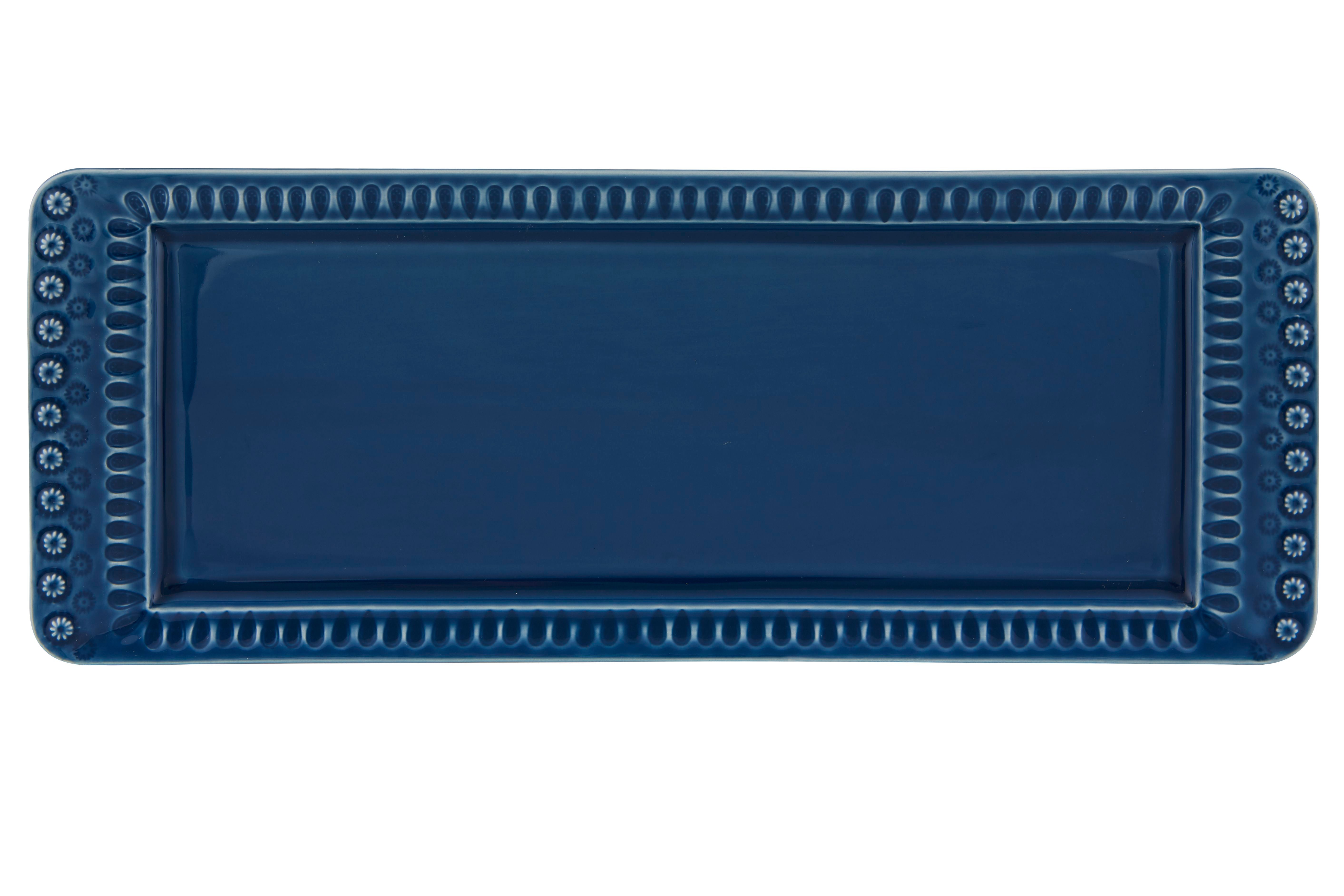 Blue tart tray featuring detailed edging