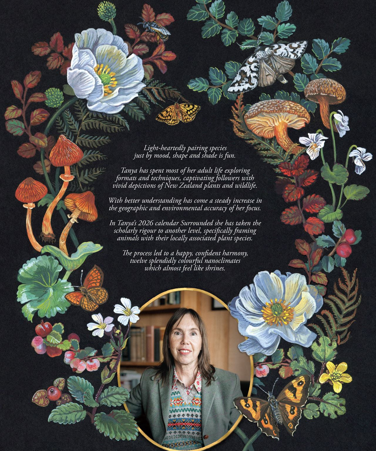 2026 Wolfkamp Calendar titled "surrounded" featuring New Zealand native flora and fauna