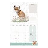 Calendar inside view with a fox illustration on a white background
