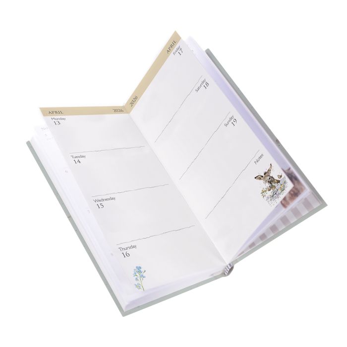inside of slim diary showing week to view pages