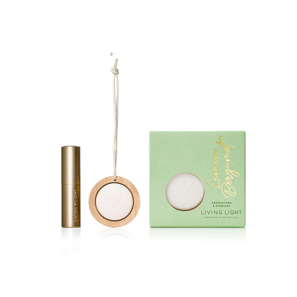 The Living Light Aromastone Set is designed to fragrance your office, car or any small space.  The set includes a ceramic and wood stone and fragrance atomiser.  Simply spray the stone 2 - 3 times with the atomiser and the fragrance will diffuse over time.  re-apply as desired.  Available in six fragrances  Made in New Zealand