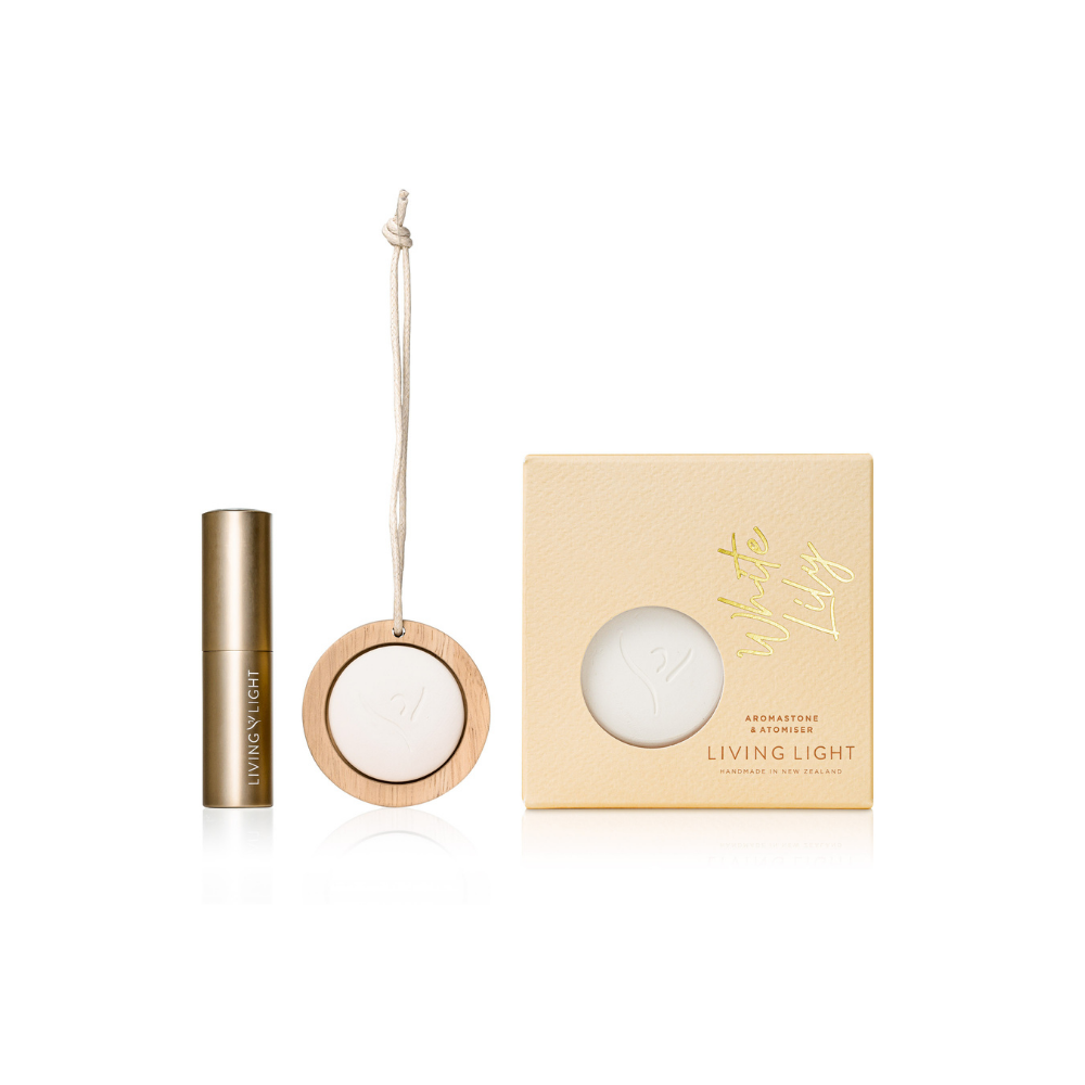 The Living Light Aromastone Set is designed to fragrance your office, car or any small space.  The set includes a ceramic and wood stone and fragrance atomiser.  Simply spray the stone 2 - 3 times with the atomiser and the fragrance will diffuse over time.  re-apply as desired.  Available in six fragrances  Made in New Zealand
