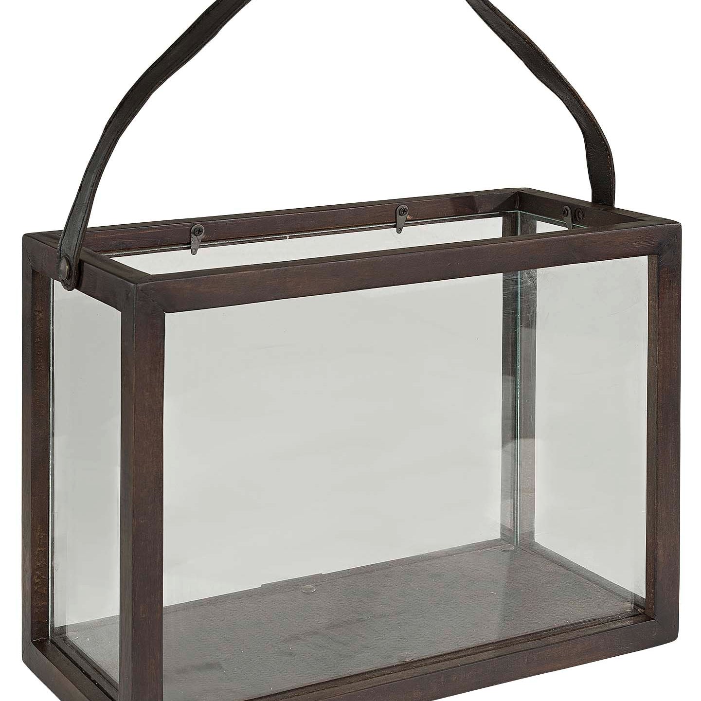 Artwood antique lantern large with leather handle  40cm x 20cm x 30cm