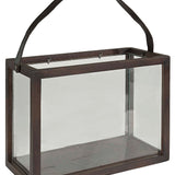 Artwood antique lantern large with leather handle  40cm x 20cm x 30cm
