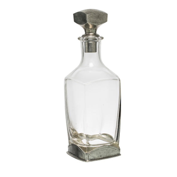 Square Glass Decatner with pewter stopper