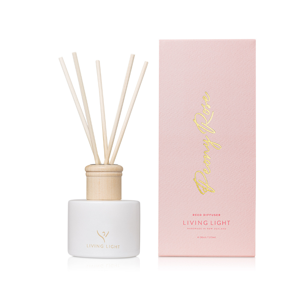 The Living Light Reed Fragrance Diffusers will create a long lasting scent in any space.  Each set includes a white glass bottle filled with 120ml of premium diffuser mix and five reed sticks.  Lasts up to 6 months once opened.  120ml  Made in New Zealand