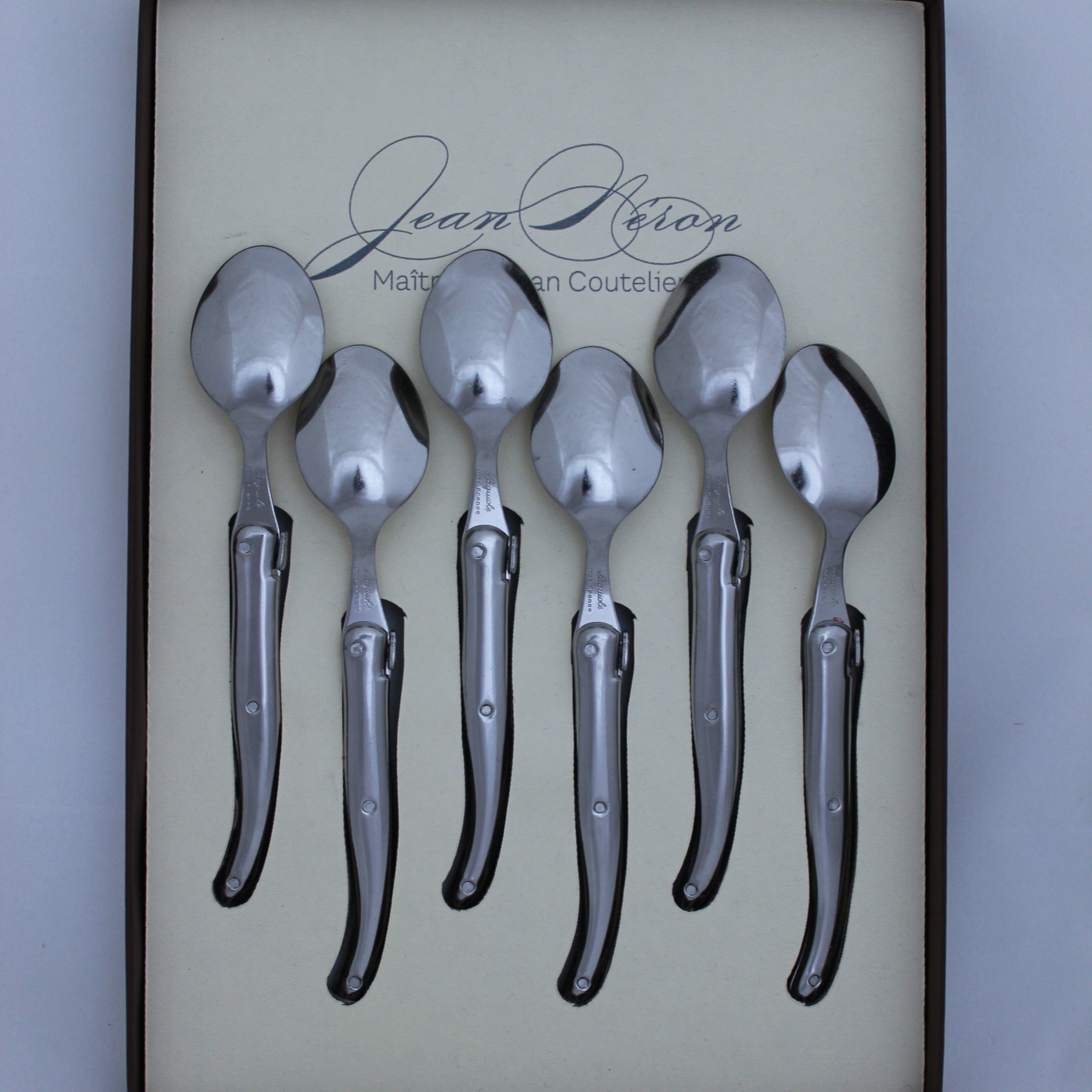 stainless steel coffe spoons laguiole set of 6