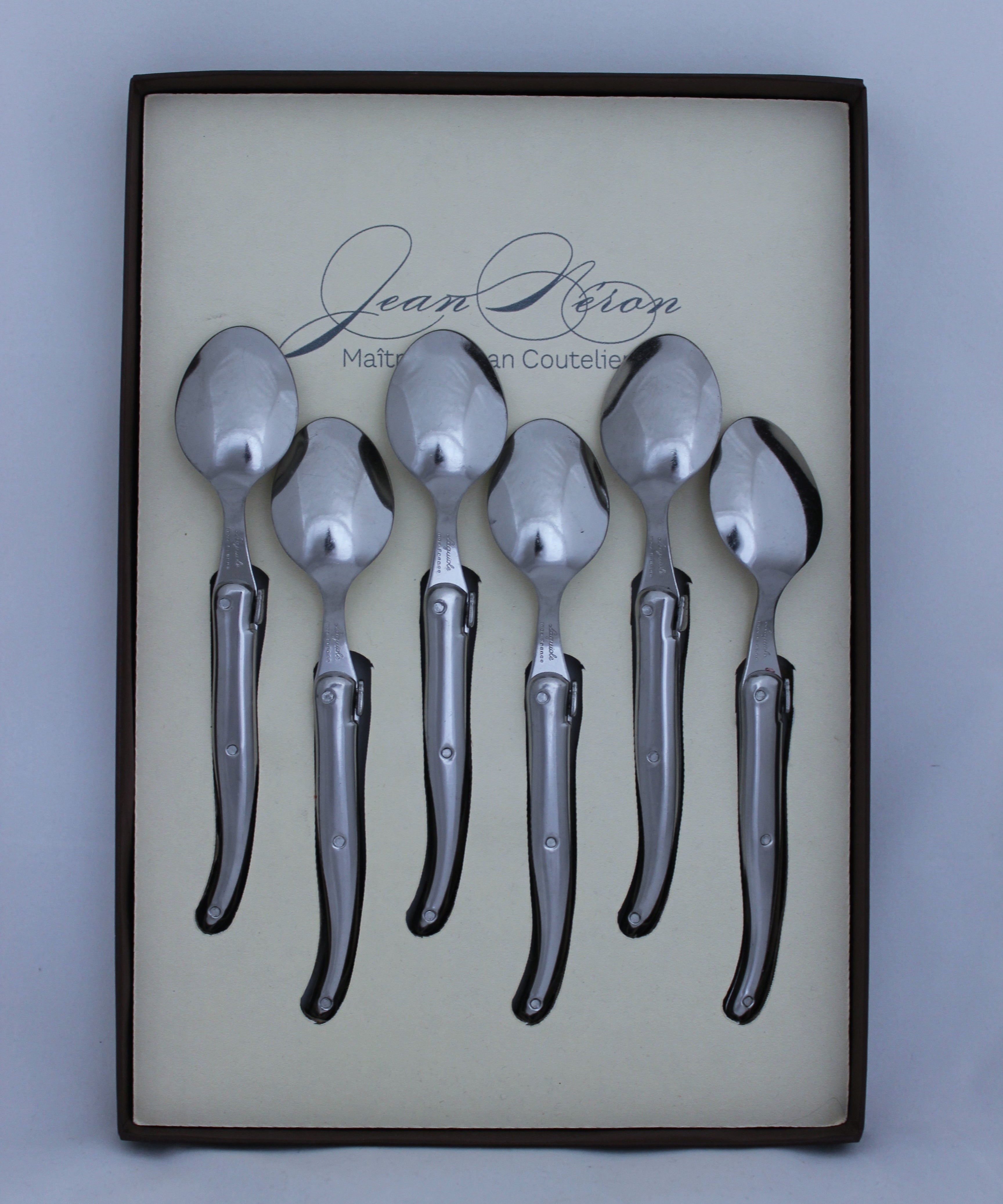 stainless steel coffe spoons laguiole set of 6