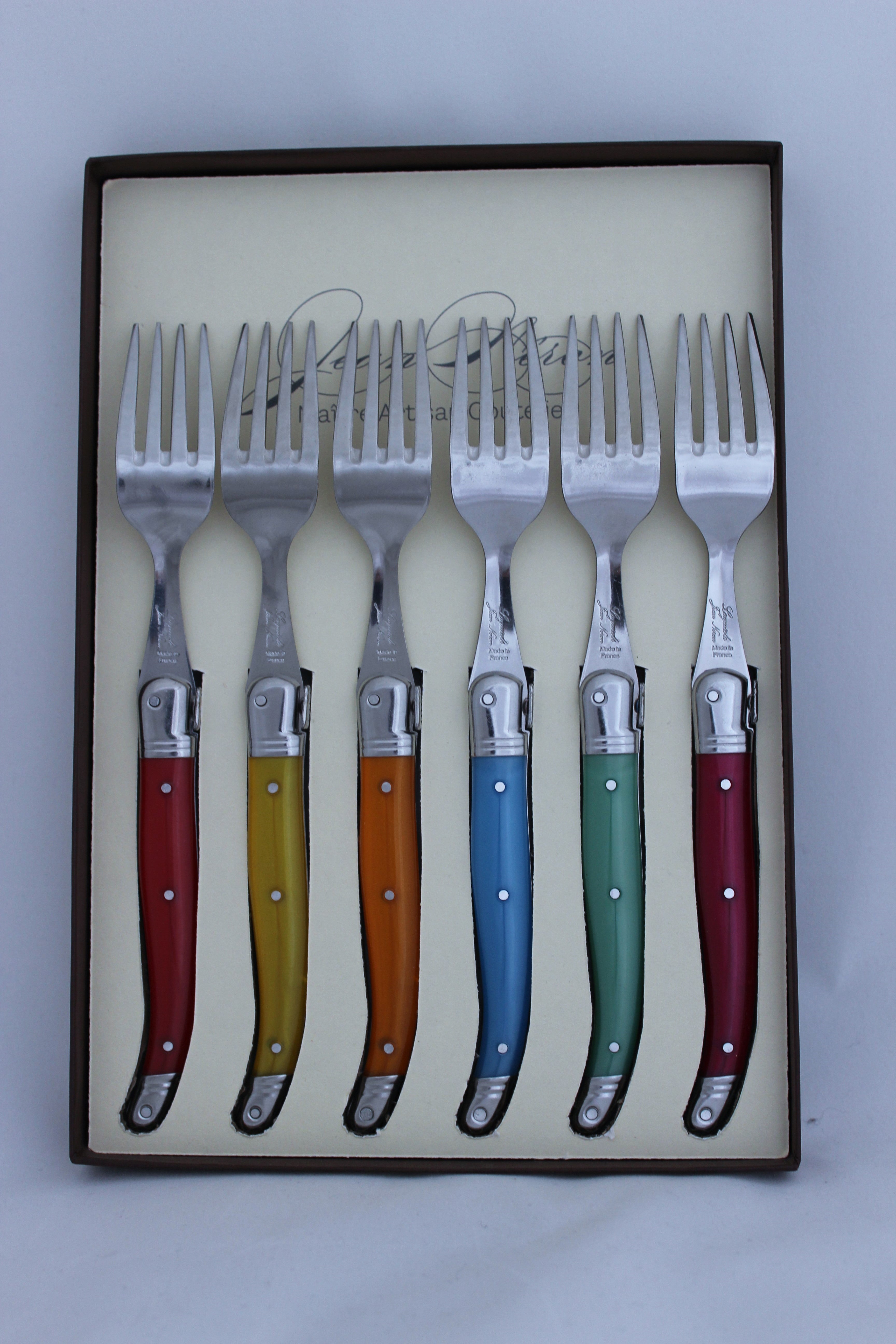table forks laguiole set 6 gift boxed