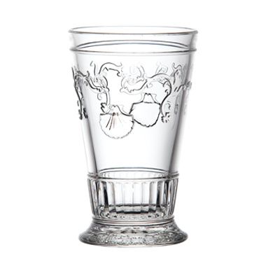 La Rochere Versaille Long Drink Glass with  baroque motifs, scrolls, scallops and flowers