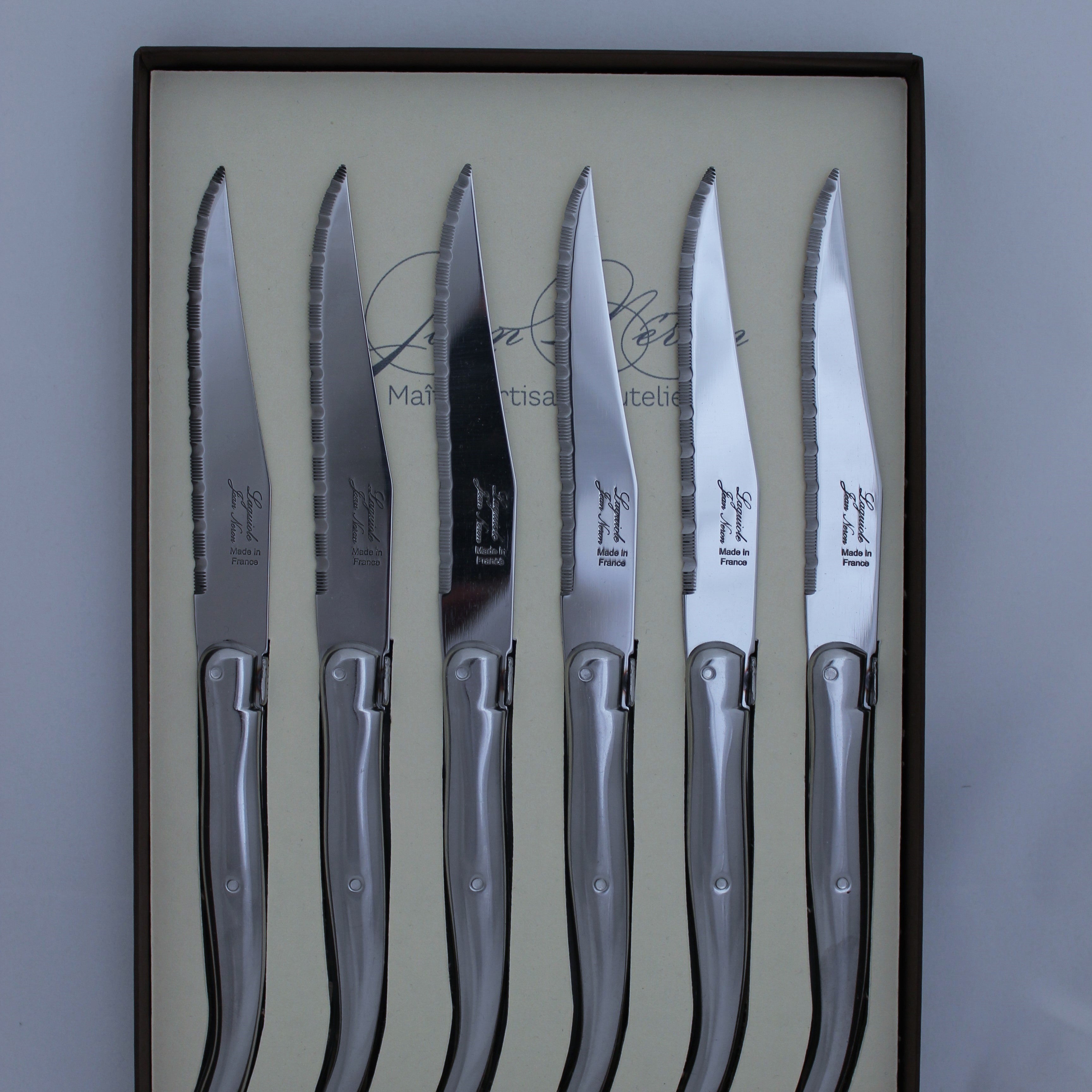 Gift Boxed et of 6 stainless steel laguiole by Jean Neron Steak knives featuring the iconic french bee at Cerise NZ