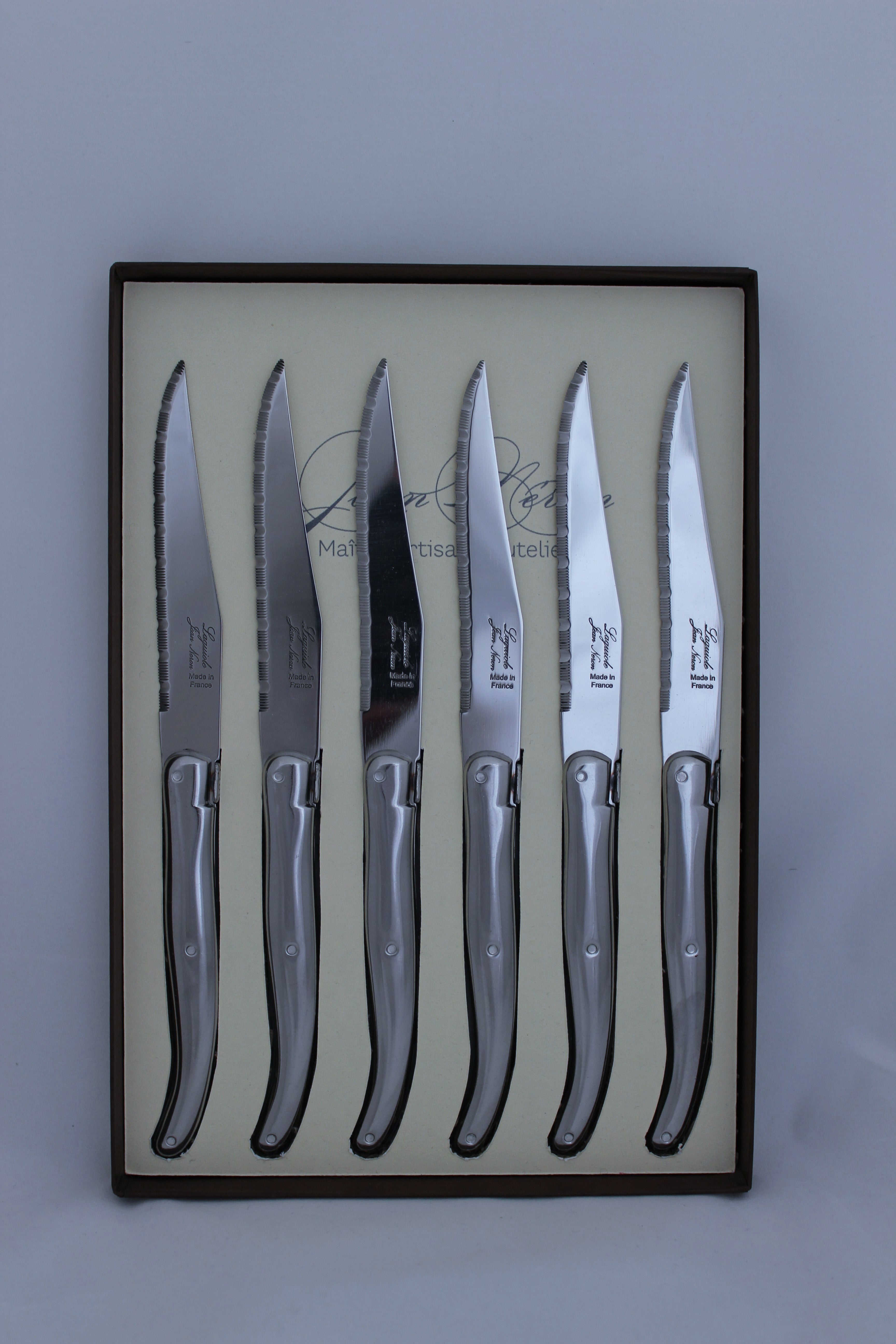 Gift Boxed et of 6 stainless steel laguiole by Jean Neron Steak knives featuring the iconic french bee at Cerise NZ