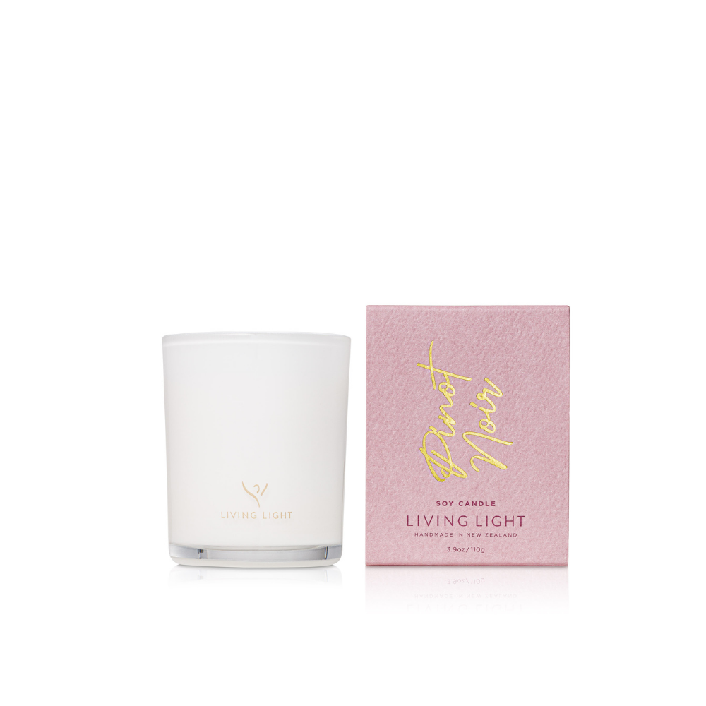Mini 100% soy wax candle hand poured into a glass jar with cotton wick by Living Light.  Selet from 8 beautiful fragrances 110g. Available in 8 beautiful fragrances.  Up to 30 hours burn time  Made in New Zealand