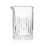 Professional grade 17 oz lead free crystal mixing glass with a thickset base and accurate pour spout holds approximately three drinks. Features chiseled geometric sides. Gift boxed. Handwash.