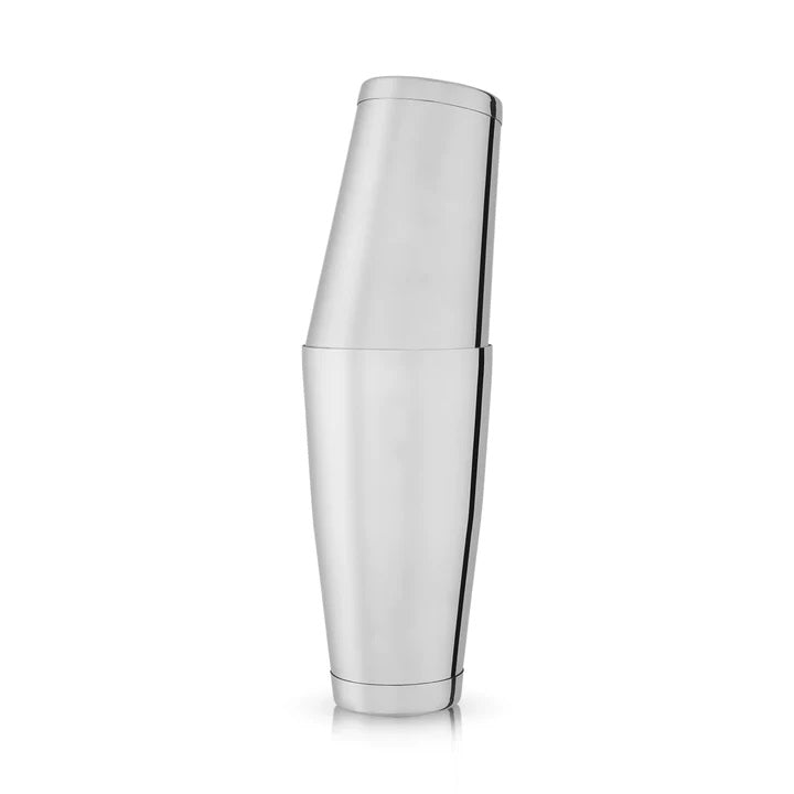 The Viski Shaker tins are precisely weighted so you can be assured of perfect balance. The stainless steel tins are tight fitting and contoured for quick closure and smooth separation. Set includes 2 tins with a capacity of 24 oz and 18 oz  Dishwasher Safe