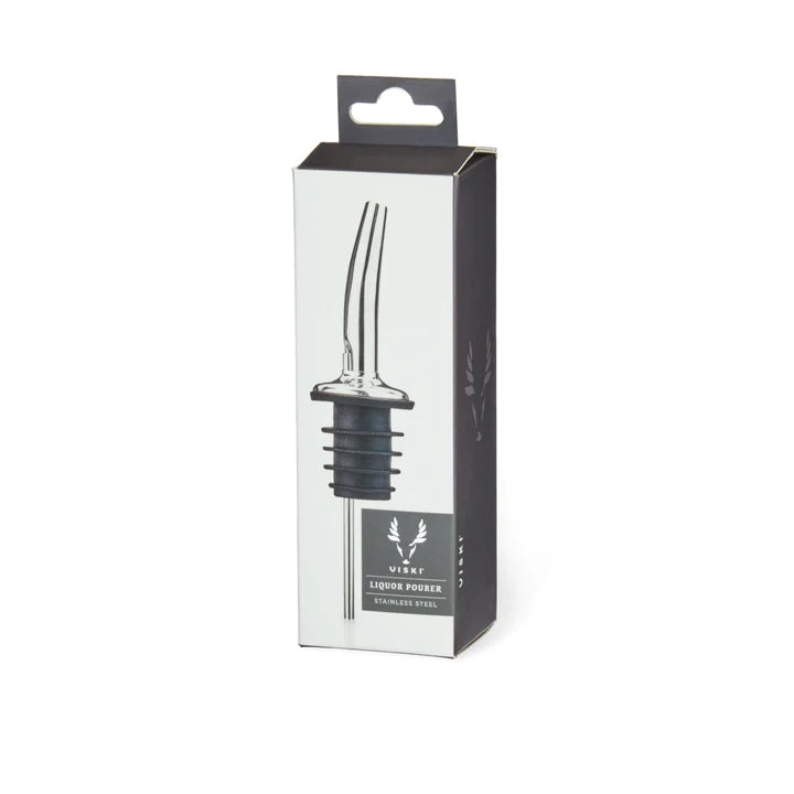 This Viski liquor pourer ensures a constistent pour from any bottle of liquor. A must have accessory for any home bar.   Compostition : Stainless Steel  Care: Hand wash