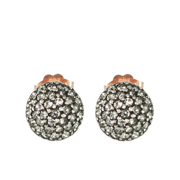 Beautiful Simply Italian classic bright Swarovski crystal Stud earrings with 18ct rose gold plating over a sterling silver base. Stud backing. Made in Italy. 9mm Diameter  Swarvoski Crystal Sterling Silver 18ct Rose Gold Plating