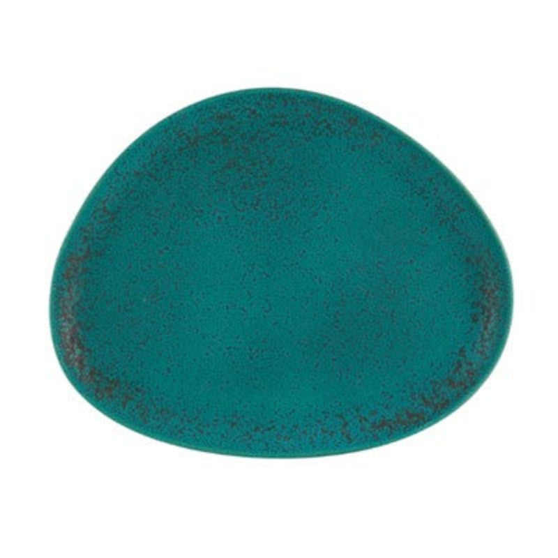 Sauvage Oval Platter by Casa Alegre  at Cerise.  Measure 39cm x 30cm and is finished in a rustic teal colour.