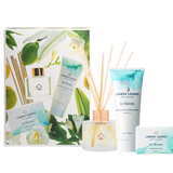 Freshen up your hands and home with this gorgeous gift set from Linden leaves.  Available in three fragrances of Aqua Lily, Pink Petal and Amber Fig.  Beautifully Packaged and ready to gift. Set includes  Cleansing Bar 100g Fragrance Diffuser 100ml Hand Cream 100ml  Made in New Zealand